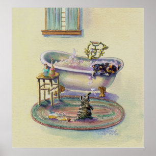 KITTENSin BATHTUB by SHARON SHARPE Poster