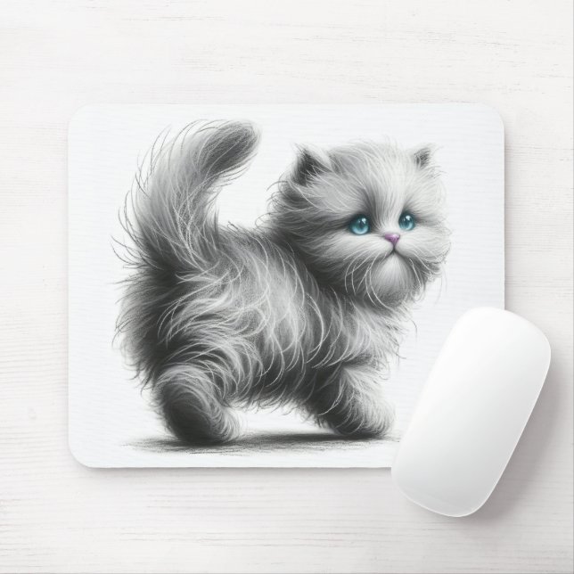 Kittenskiss på vit bakgrund musmatta (Med mus)