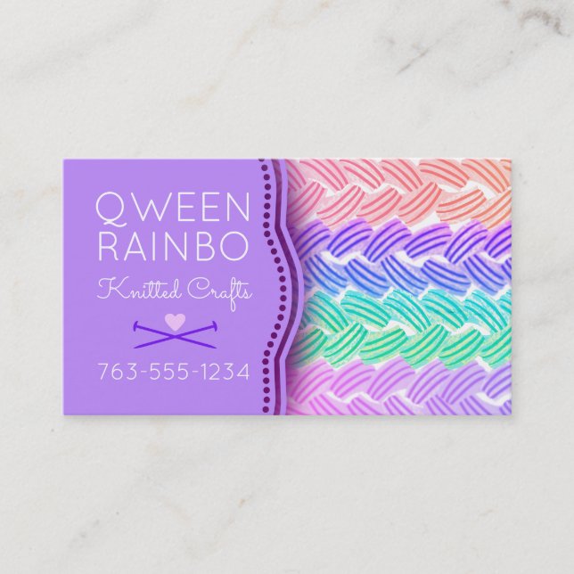 Kittering av garn av nål visitkort (Framsida)