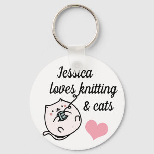Kitters och Cat Lovers Cute Personlig Nyckelring