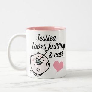 Kitters och Cat Lovers Cute Personlig Två-Tonad Mugg