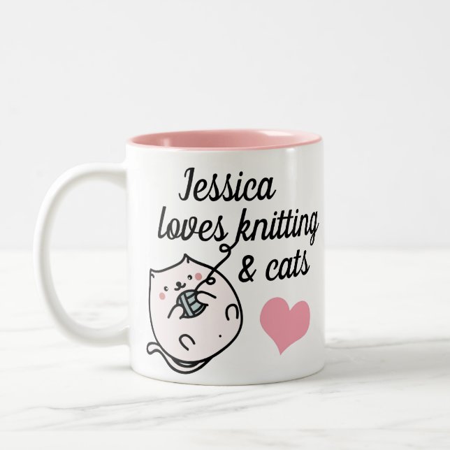 Kitters och Cat Lovers Cute Personlig Två-Tonad Mugg (Vänster)