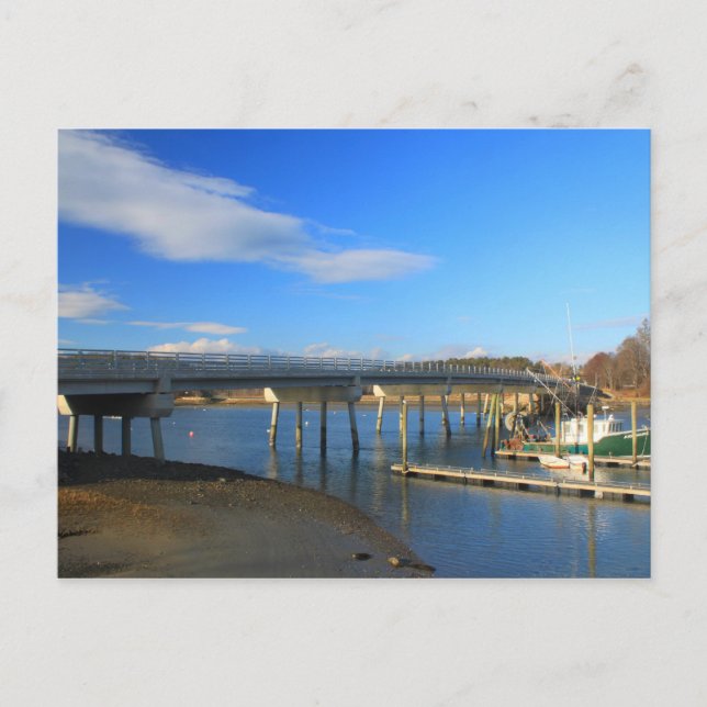 Kittery Maine Boat och Bridge Vykort (Framsida)