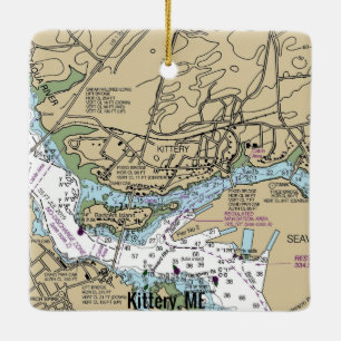 Kittery Maine Nautical Diagram Julgransprydnad Keramik