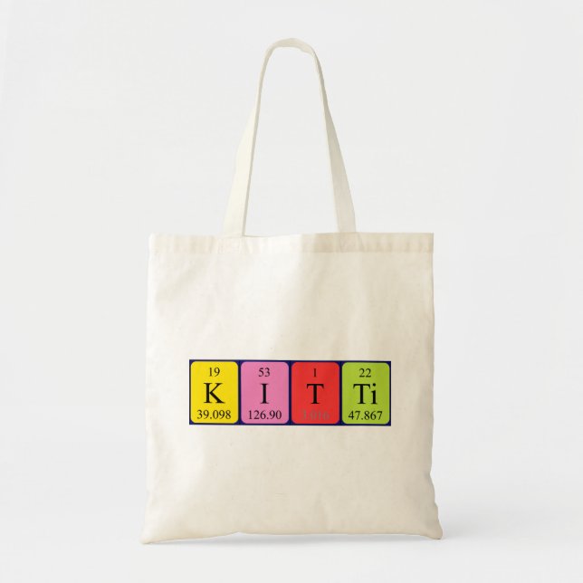 Kitti periodisk bord namn tote bag tygkasse (Framsidan)