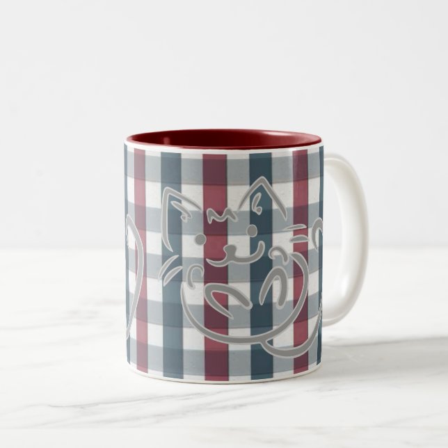 Kittie Katt och Plaid Två-Tonad Mugg (Framsida höger)