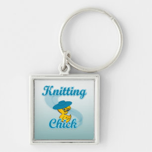 Kitting Chick nr 3 Fyrkantig Silverfärgad Nyckelring