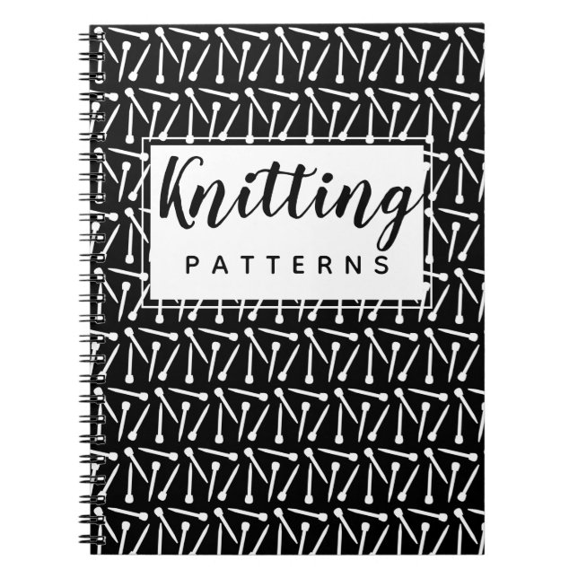 Kitting Nål Garn & Crafts Mönster Mörk Anteckningsbok (Framsidan)