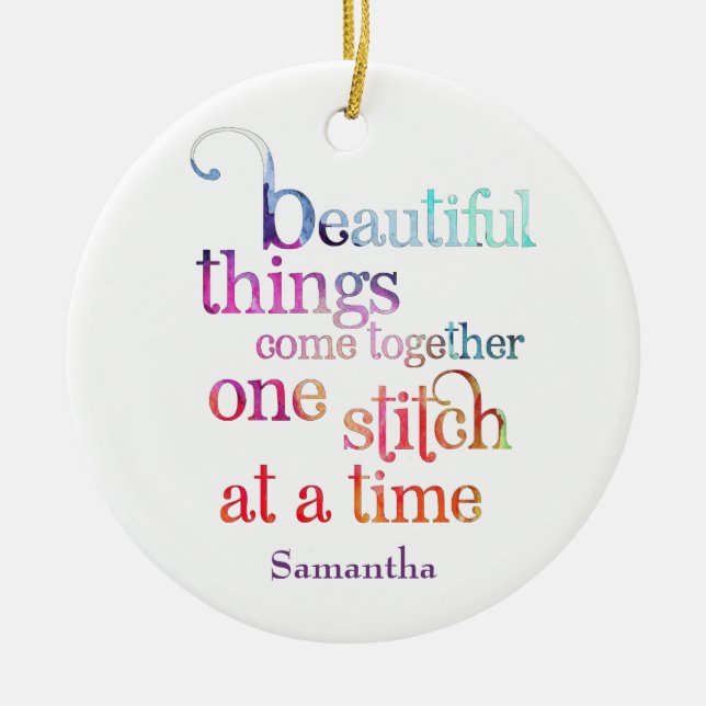 Kitting Seing One Stitch åt gången Julgransprydnad Keramik (Framsidan)