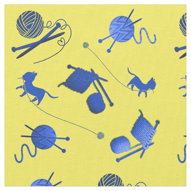 Kitting Théed Blue Mönster Sewing Craft Fabric Tyg (Närbild)