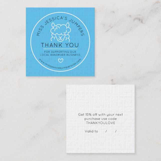 Kitting wool alpaca logotyp blue Tack Lojalitetskort (Fram/baksida)