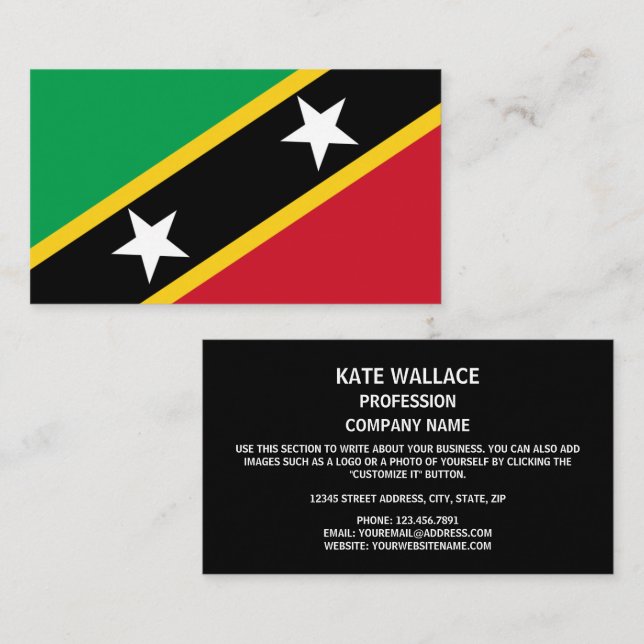 Kittitian/Nevisian Flagga, Saint Kitts och Nevis Visitkort (Fram/baksida)