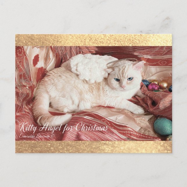 Kitty Angel till jul Meddelande Vykort (Framsida)