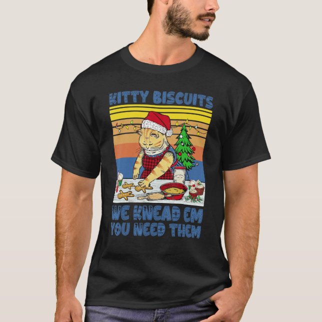 Kitty Biscuits Jul Katt Bakning T Shirt (Framsida)