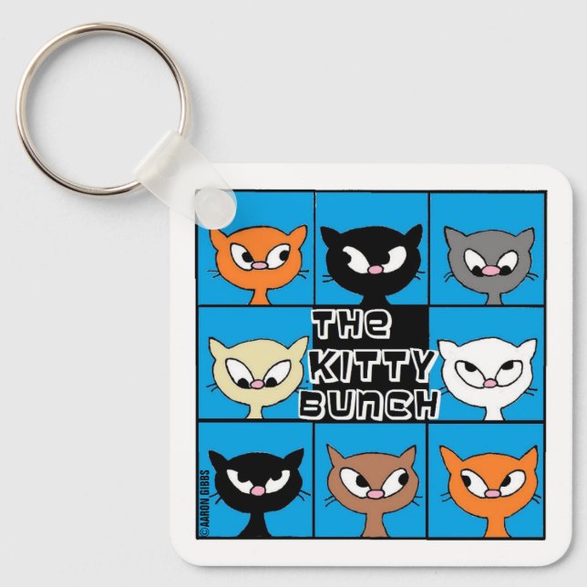 Kitty Bunch fyrkantig knappnyckelring Nyckelring (Framsida)