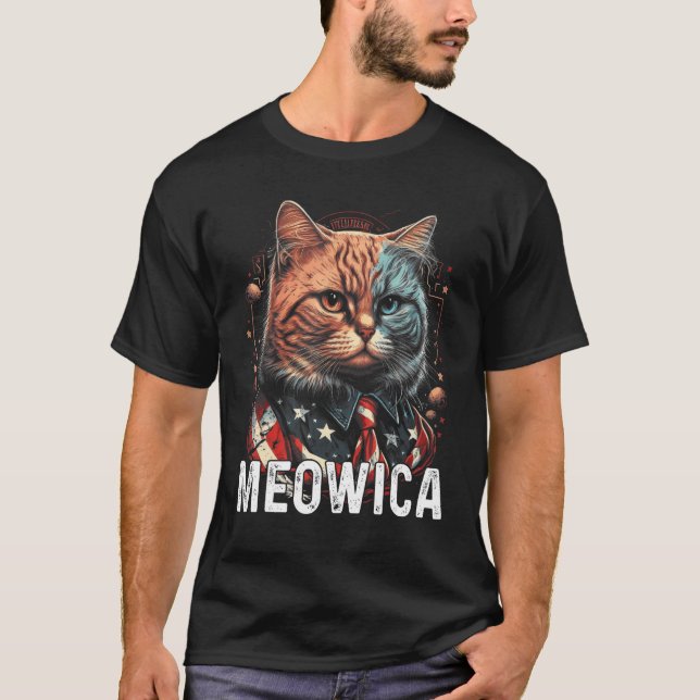 Kitty Cat 4th Of July Meowica USA Patriotic Indepe T Shirt (Framsida)
