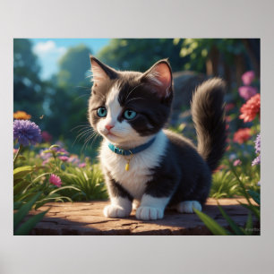 *~*  Kitty Cat 5:4  Kattunge Blåögd Svart Smoking Poster