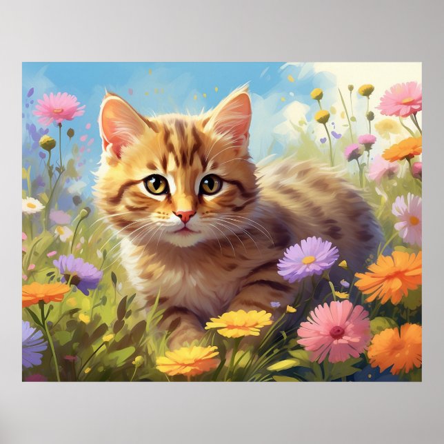 *~*  Kitty Cat 5:4  Kittel Fält Vilda Blommor AP68 Poster (Framsidan)