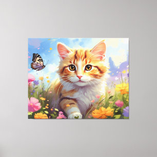 *~*  Kitty Cat 5:4  Kittelns fjärilblommor AP68 Canvastryck