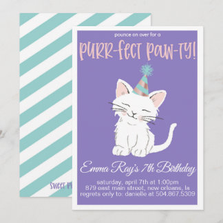 Kitty Cat Birthday Party Invitation Inbjudningar