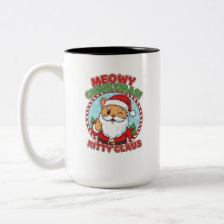 Kitty Claus, 15 oz Tvåtons Kaffe Mugg