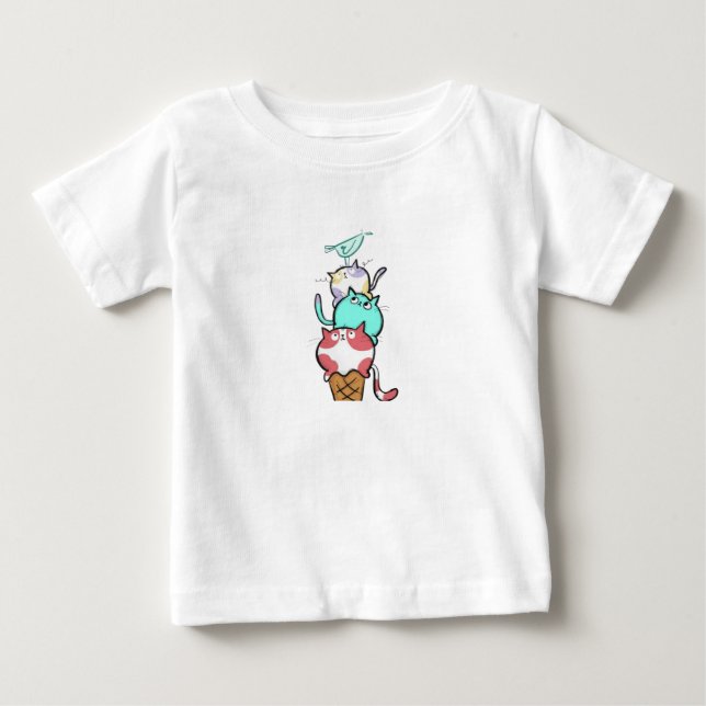 Kitty Cone Cute Cat Ice Cream Kawaii T Shirt (Framsida)