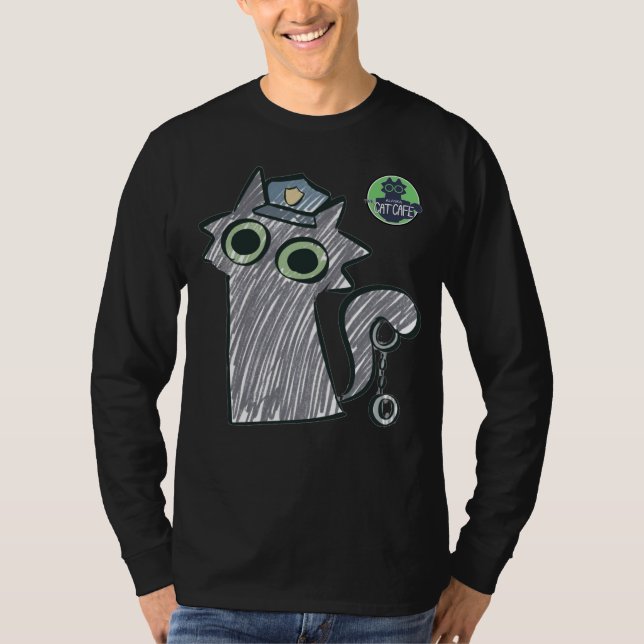 Kitty Cop – Purrtect & Serve Herr  T Shirt (Framsida)
