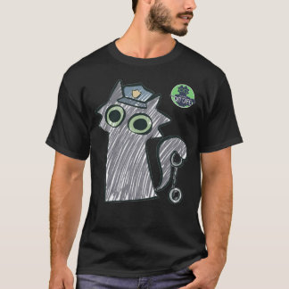 Kitty Cop – Purrtect & Serve Mörk Herr T-Shirt