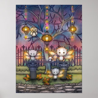Kitty Fairies på en höstnatt Konst Poster