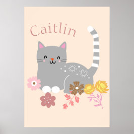 Kitty Flowers Poster