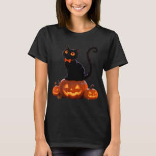 Kitty Halloween-pumpa Svart Katt Föreställning T Shirt