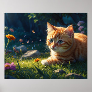 *~*  Kitty Katt 5:4 Kattunge som når blomma Poster