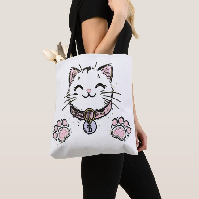 Kitty Katt Kattunge Rosa Lila Guld Födelsedagsfest Tygkasse (Närbild)