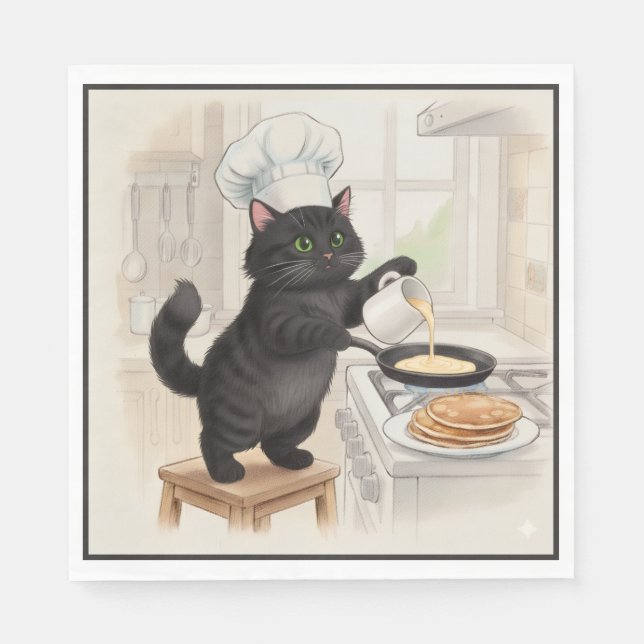 KItty Kichen Svart Katt, Servetter (Framsidan)