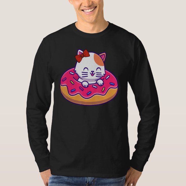 Kitty Kitten Donut Sprinkles Summer Swimming Women T Shirt (Framsida)