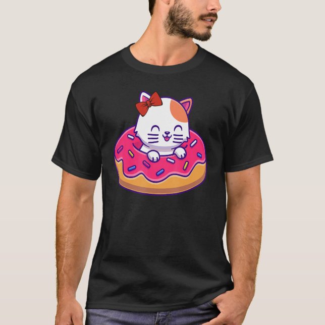 Kitty Kitten Donut Sprinkles Summer Swimming Women T Shirt (Framsida)