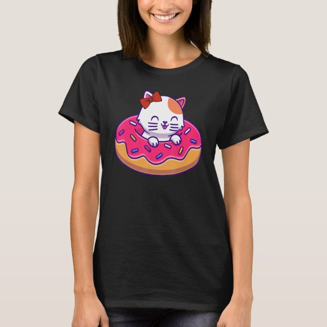 Kitty Kitten Donut Sprinkles Summer Swimming Women T Shirt (Framsida)
