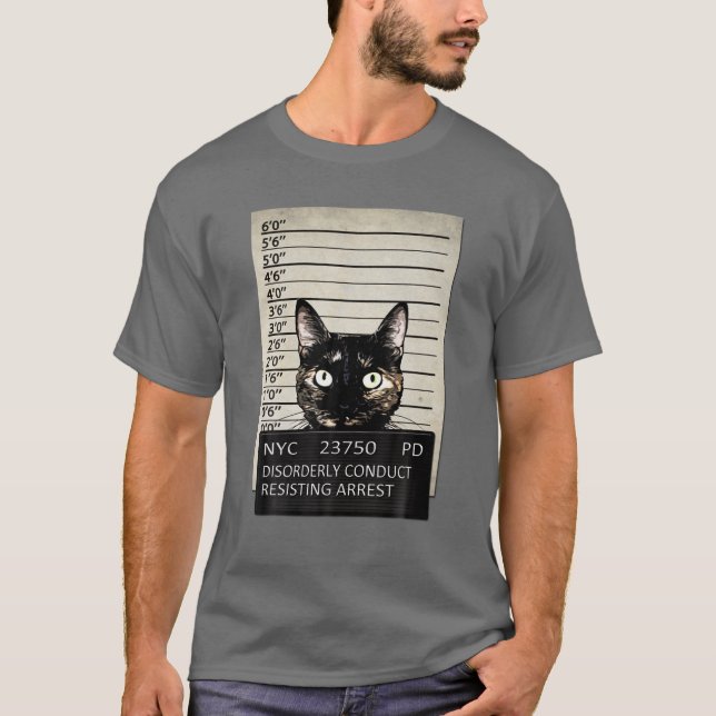 Kitty Mugshot Feline Cat Criminal Jail Prison Arre T Shirt (Framsida)