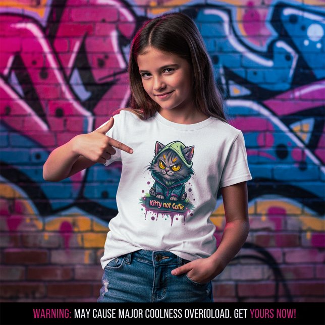 Kitty Not Cutie Ondskefull Graffiti Katt T-Shirt (Kitty Not Cutie Evil Graffiti Cat T-Shirt
)