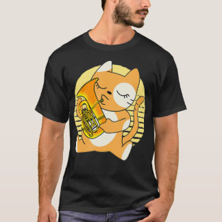 Kitty Playing Euphonium Instrument Musician Pet T Shirt