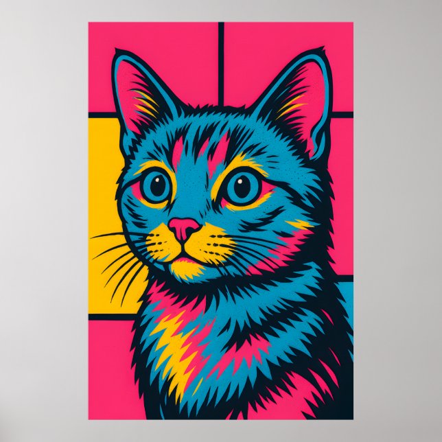 Kitty Retro Pop Art Katt Poster (Framsidan)