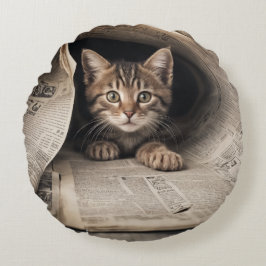 Kitty Round Pillow Rund Kudde