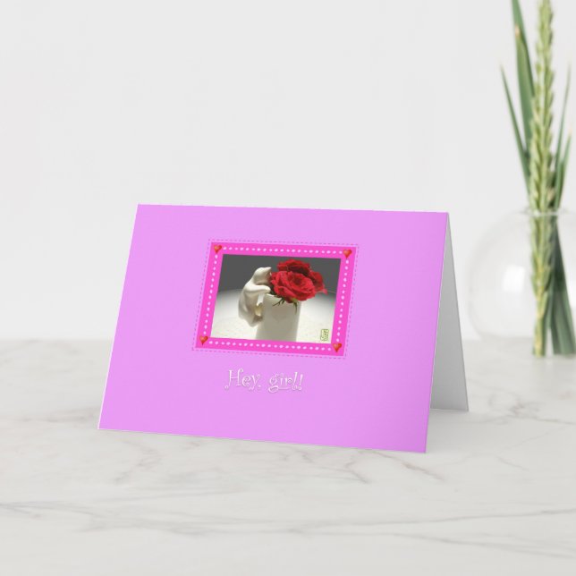 Kitty & Tea Roses målar staden födelsedag Kort (Framsida)