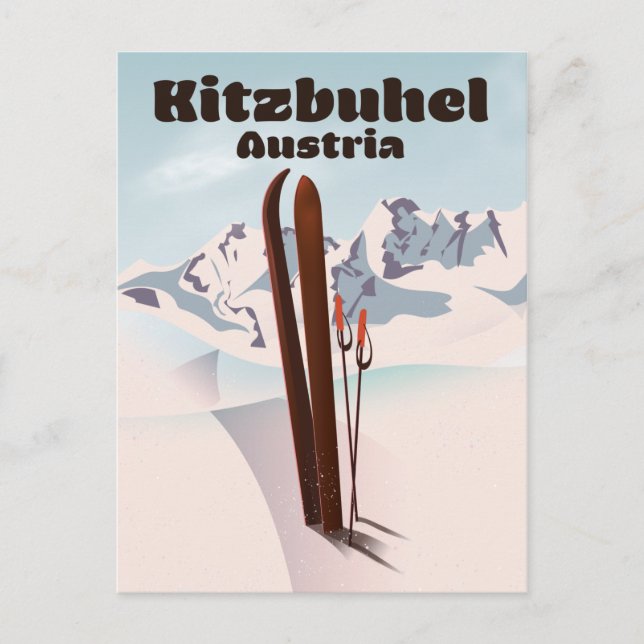 Kitzbuhel Austria ski poster Vykort (Framsida)