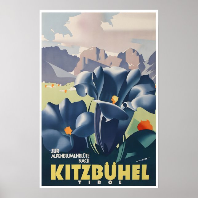 Kitzbühel konst Österrike affisch Tyrolen resa try (Framsidan)