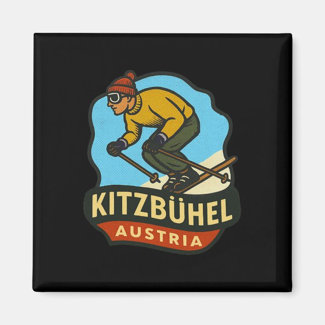 Kitzbühel Österrike Skidåkning  Magnet (Framsidan)