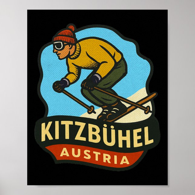 Kitzbühel Österrike Skidåkning Poster (Framsidan)