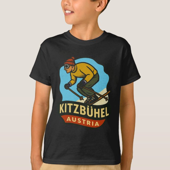 Kitzbühel Österrike Skidåkning  T Shirt (Framsida)