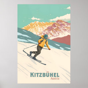 Kitzbuhel Österrike Skidort Resa Affisch