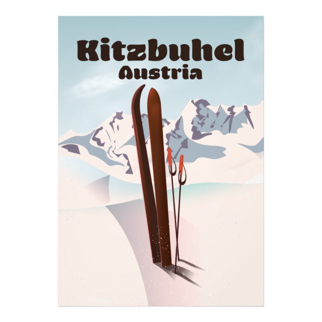 Kitzbühel österrikisk skidposter fototryck (Framsidan)